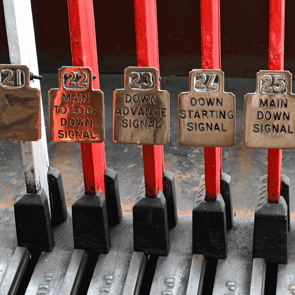 Railway signal box levers